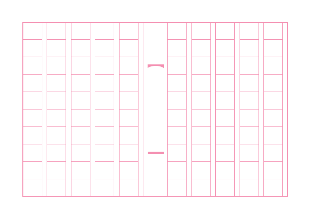 原稿用紙のテンプレート：100字（実線）ピンク