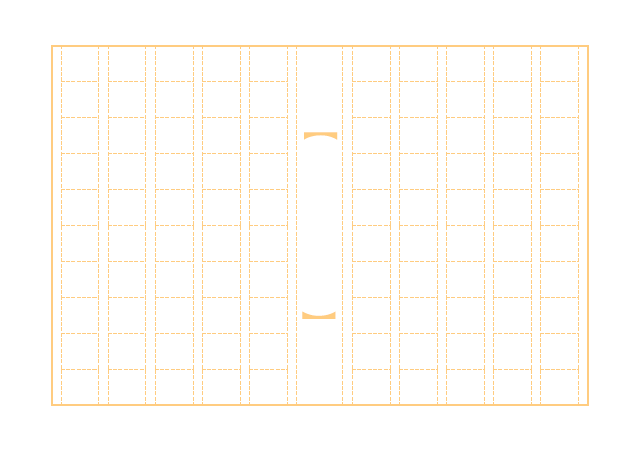 原稿用紙のテンプレート：破線（100字）オレンジ