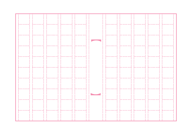 原稿用紙のテンプレート：破線（100字）ピンク