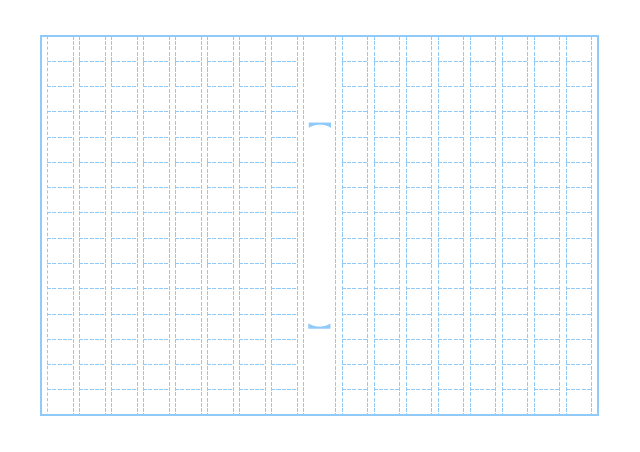 原稿用紙のテンプレート：破線（240字）ブルー