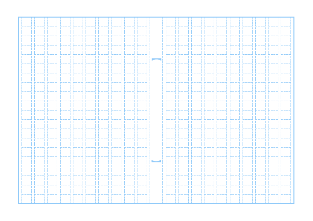 原稿用紙のテンプレート：400字（破線）ブルー