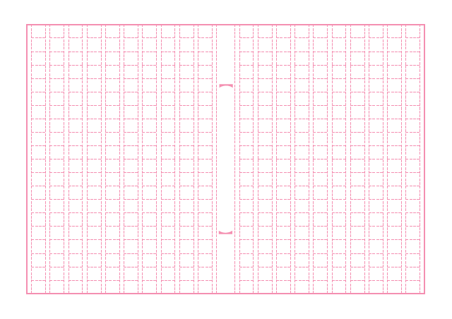 原稿用紙のテンプレート：400字（破線）ピンク