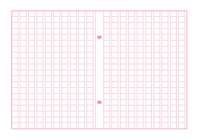原稿用紙のテンプレート：400字（マクロ）ピンク