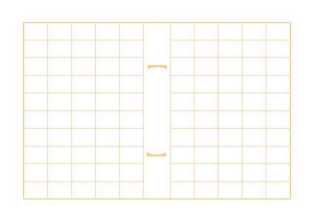 原稿用紙のテンプレート：100字（ルビなし）オレンジ