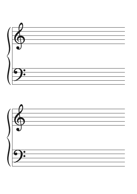 五線譜のテンプレート：大譜表（4段）ブラック