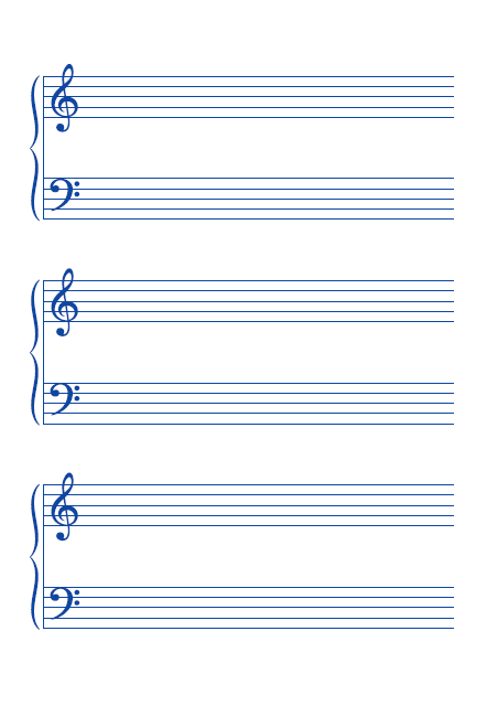 五線譜のテンプレート：大譜表（6段）ブルー