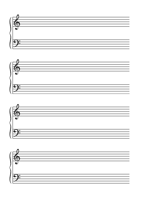 五線譜のテンプレート：8段（大譜表）ブラック