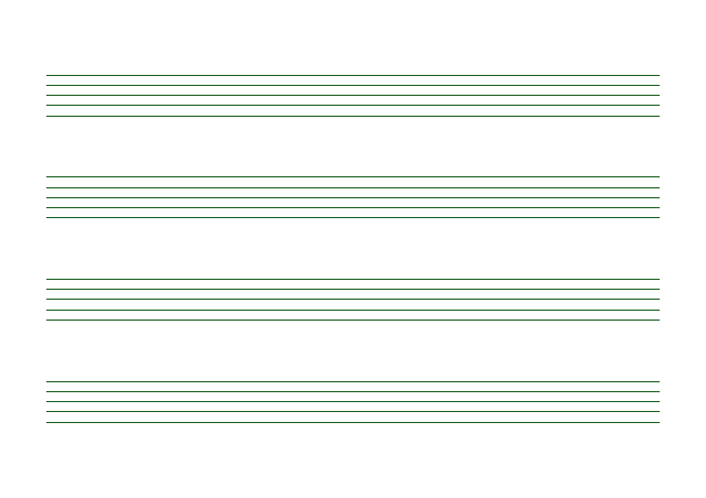 五線譜のテンプレート：五線紙（4段）グリーン