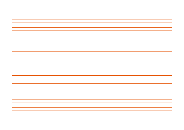 五線譜のテンプレート：五線紙（4段）オレンジ