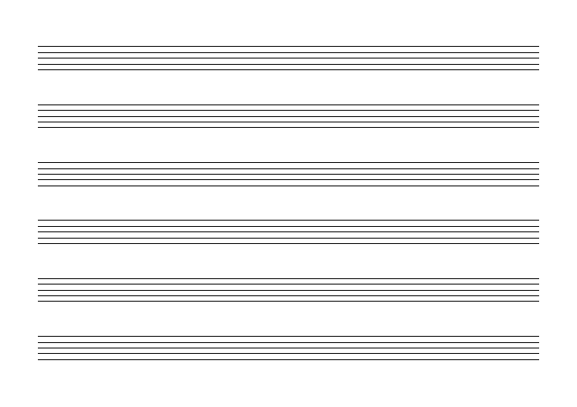 五線譜のテンプレート：五線紙（6段）ブラック