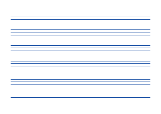 五線譜のテンプレート：五線紙（6段）ブルー