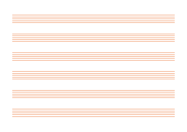 五線譜のテンプレート：6段（五線紙）オレンジ