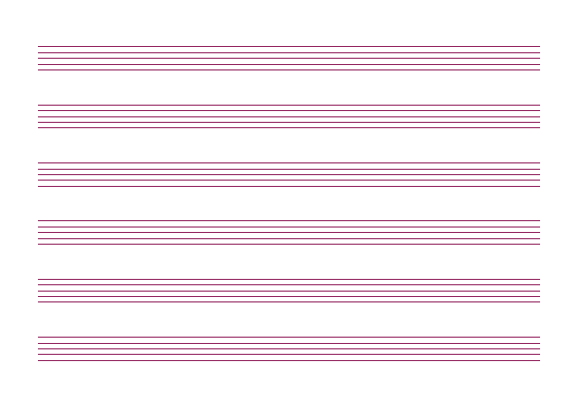 五線譜のテンプレート：五線紙（6段）ピンク