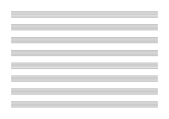 五線譜のテンプレート：五線紙（8段）ブラック