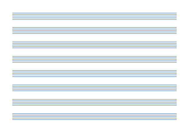 五線譜のテンプレート：8段（五線紙）ブルー