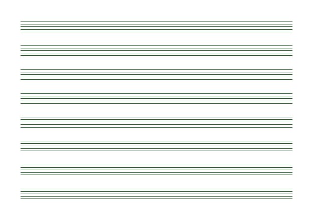 五線譜のテンプレート：8段（五線紙）グリーン