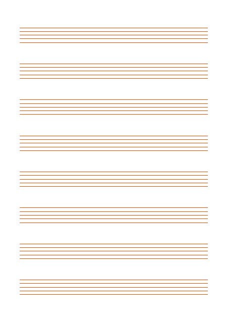 五線譜のテンプレート：五線紙（8段）オレンジ