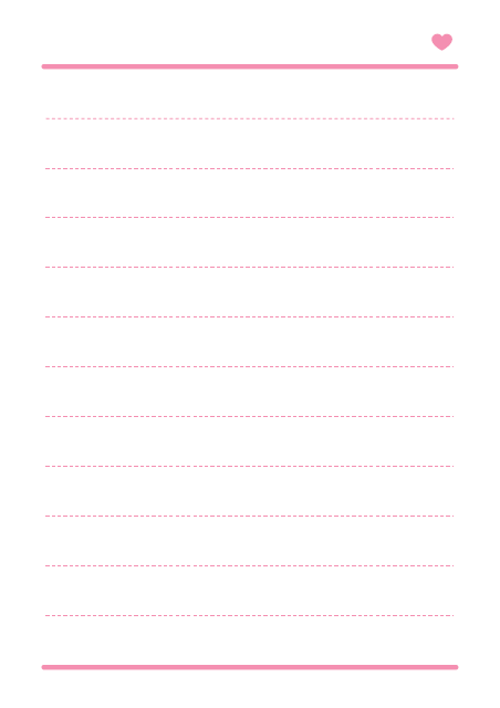 ノートのテンプレート：よこ（12行）ピンク