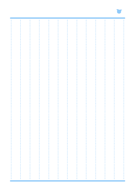 ノートのテンプレート：縦罫（12行）ブルー