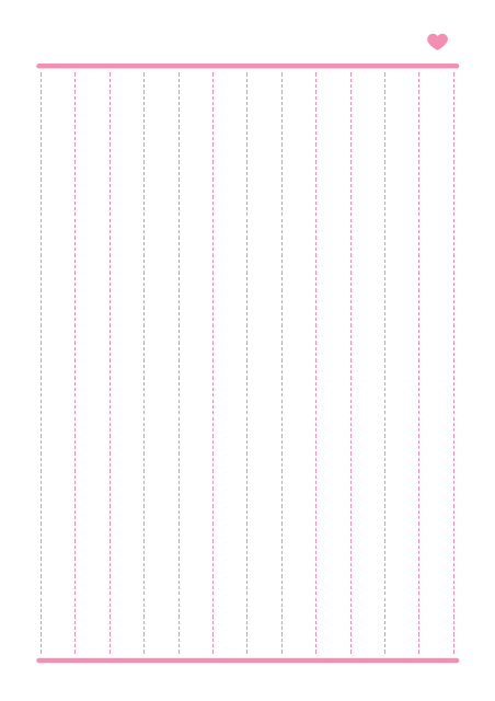 ノートのテンプレート：縦罫（12行）ピンク