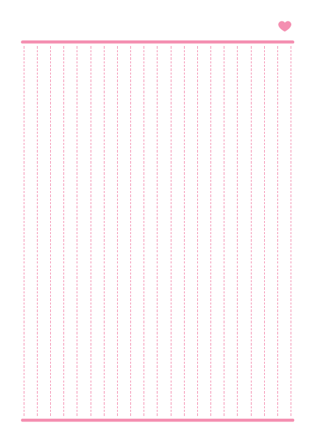 ノートのテンプレート：縦罫（20行）ピンク