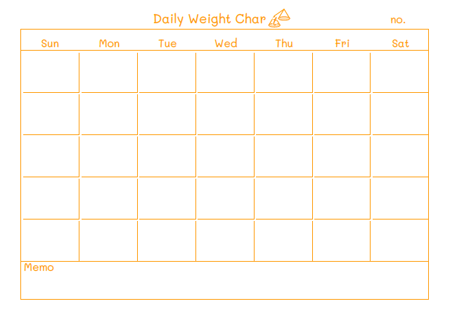 バイタルのテンプレート：1ヶ月（体重）オレンジ
